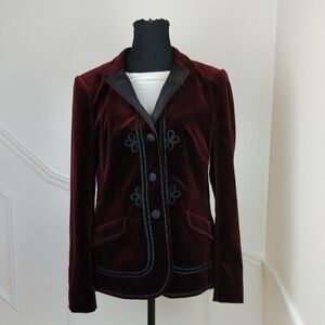 VINTAGE BROOKS BROTHERS Cotton Velvet Blazer Red with Black Accents Tailored S10